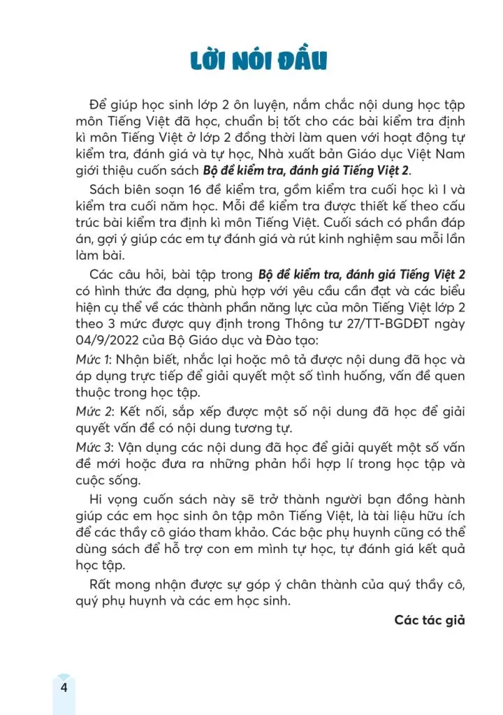 BỘ ĐỀ KIỂM TRA, ĐÁNH GIÁ TIẾNG VIỆT LỚP 2 (Theo chương trình GDPT 2018)